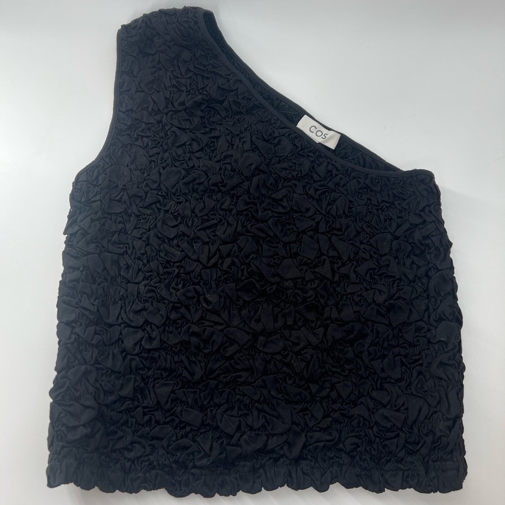 Cos Smocked One Shoulder Black Tank Top